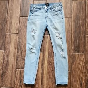 Express Distressed Light Blue Skinny Jeans